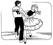 [line drawing of square dancers]
